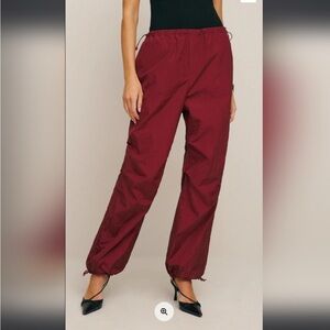 Reformation Burgundy Drawstring Pants